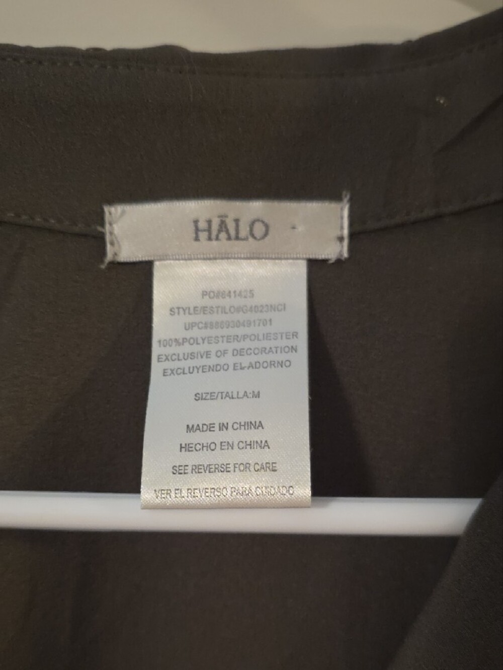 Halo Dark Olive Roll-Tab Button Front Blouse with Studded Collar - Picture 3 of 3